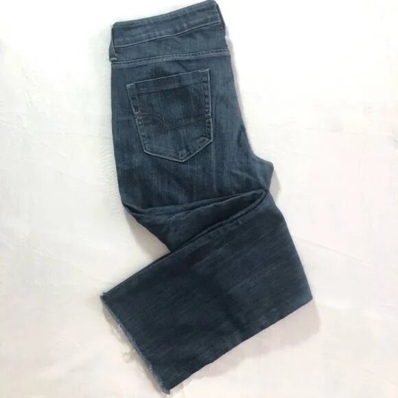 AMERICAN EAGLE TRUE BOOT CUT RAW HEM STRETCH JEANS 8-EUC - Picture 3 of 7